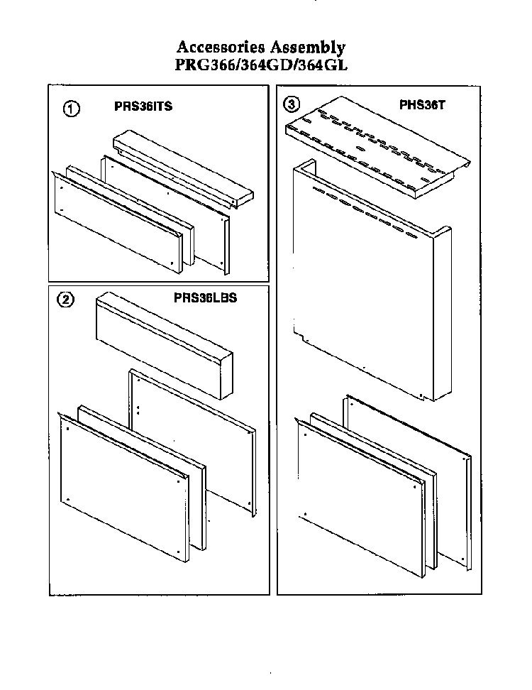 Accessories Assembly Diagram and Parts List for PRG364GL  Thermador Range