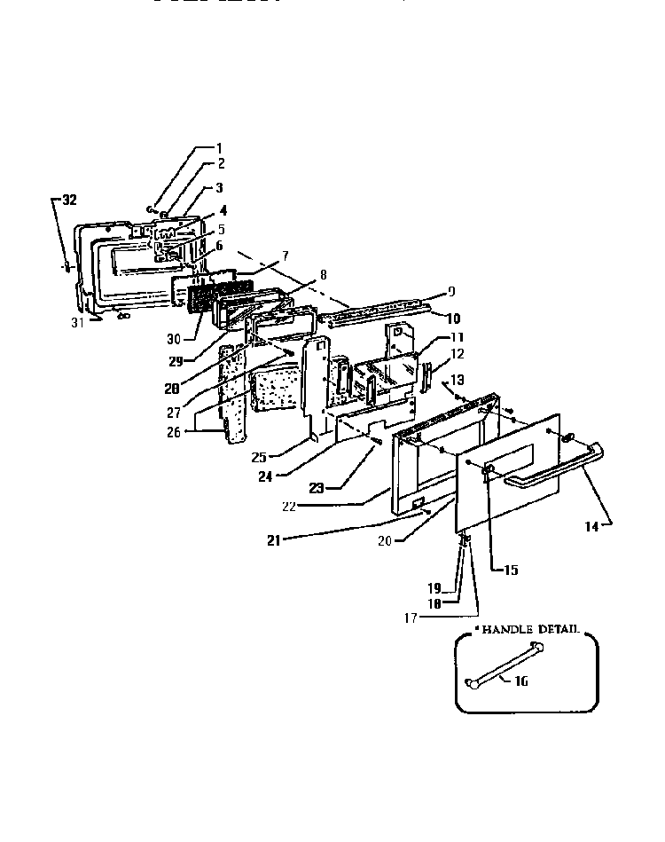 Upper Oven Door Assembly Diagram and Parts List for CMT127N-01  Thermador Microwave