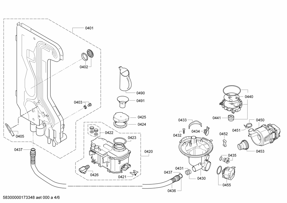 Diagram 4 Diagram and Parts List for SHV9PT53UC-70  Bosch Dishwasher