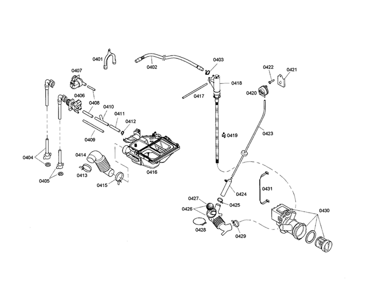Dispenser/sump Diagram and Parts List for WFMC3301UC 02 Bosch Washer