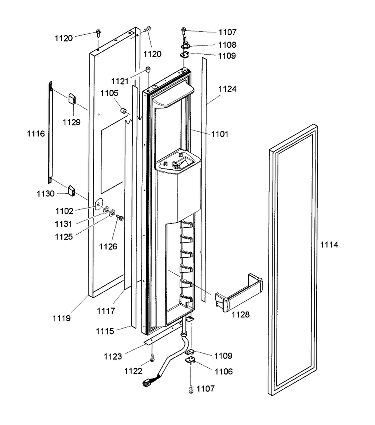 Left Door Diagram and Parts List for KBUDT4255E 04 Thermador Refrigerator