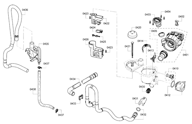 Pump Diagram and Parts List for SHE3ARF2UC 14 Bosch Dishwasher