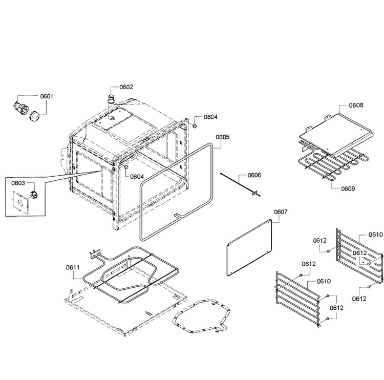 Oven Lower Diagram and Parts List for HBN3550UC 11 Bosch Wall Oven