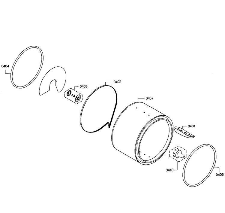 Drum Assy Diagram and Parts List for WTC82100US 09 Bosch Dryer