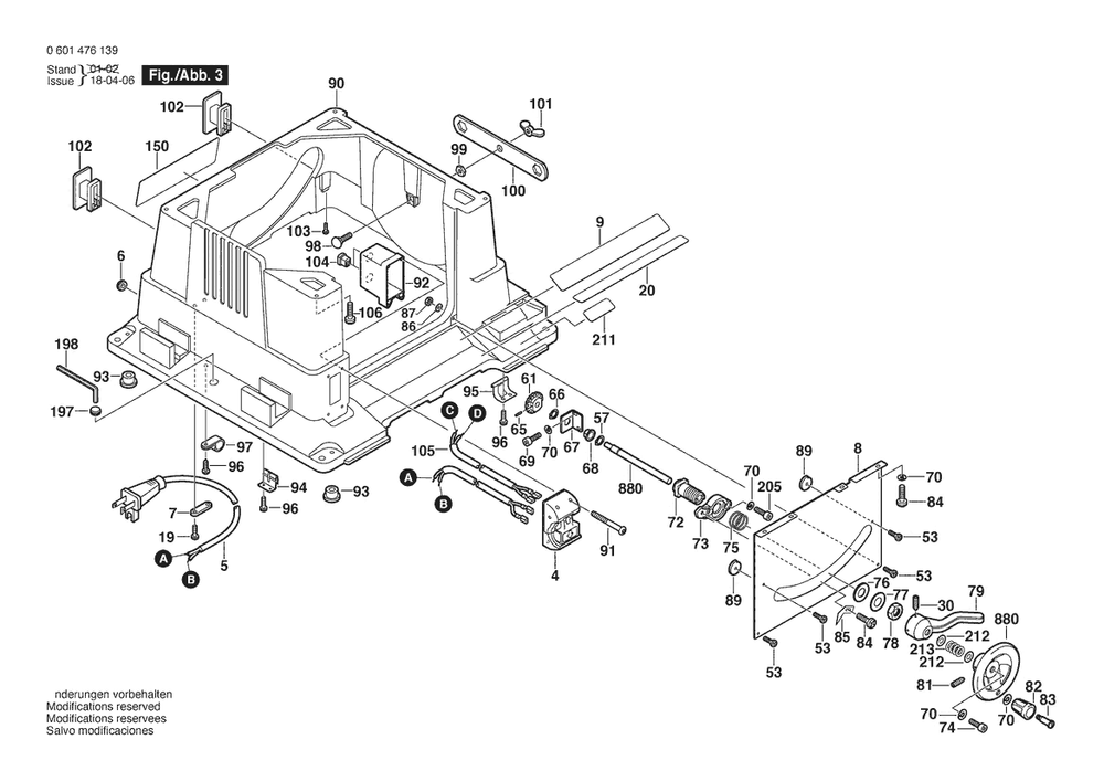 Section 3 Diagram and Parts List for GTS10XC 0601476139 Bosch Saw