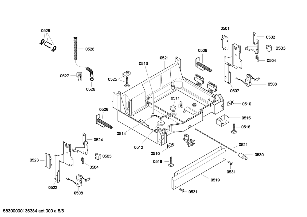 Diagram 5 Diagram and Parts List for SHU3305UC-14  Bosch Dishwasher