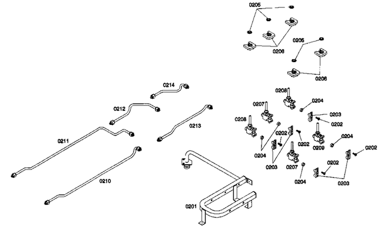Valve Assy Diagram and Parts List for NGP945UC 01 Bosch Cooktop