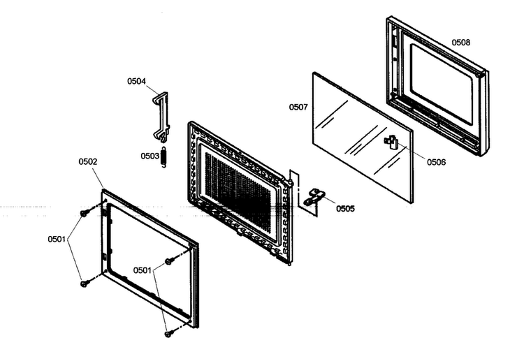 Microwave Door Assy Diagram and Parts List for POM301 01 Thermador Microwave
