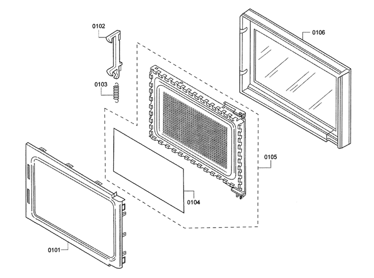 Door Diagram and Parts List for BM281730 01 Gaggenau Microwave