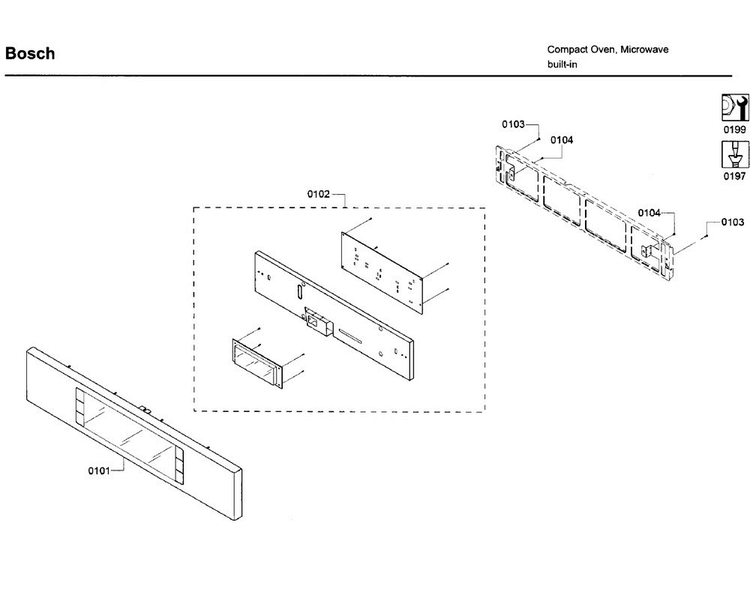 Control Panel Diagram and Parts List for HMB50152UC 01 Bosch Microwave