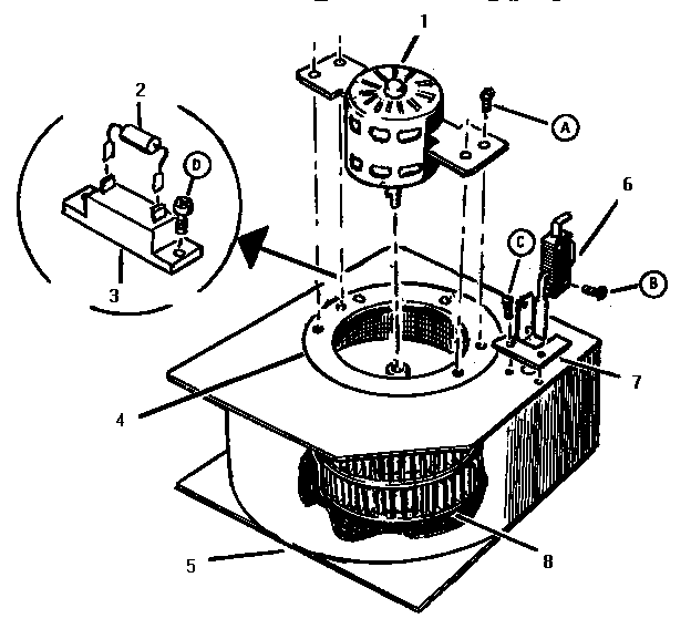 Blower Assembly Diagram and Parts List for CMT227  Thermador Microwave