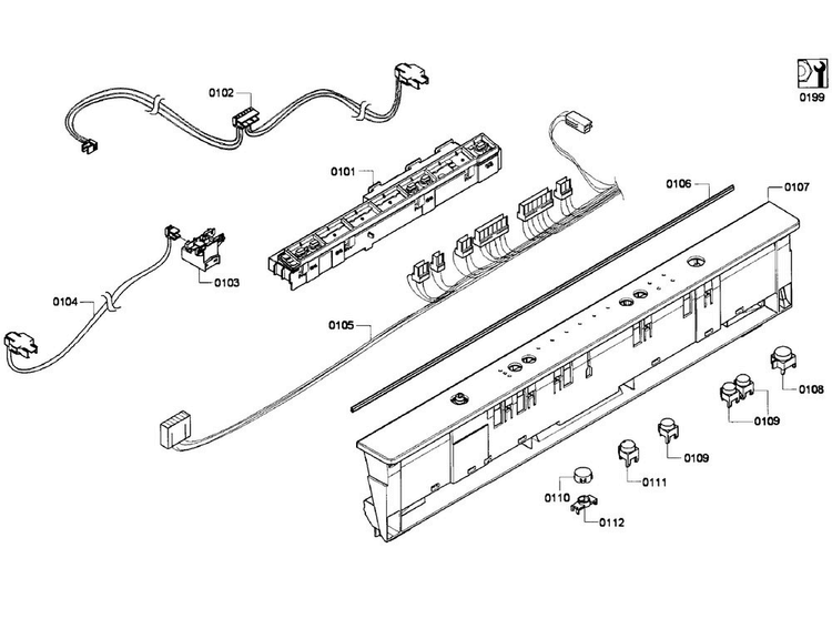 Control Panel Diagram and Parts List for SHX6AP02UC 04 Bosch Dishwasher