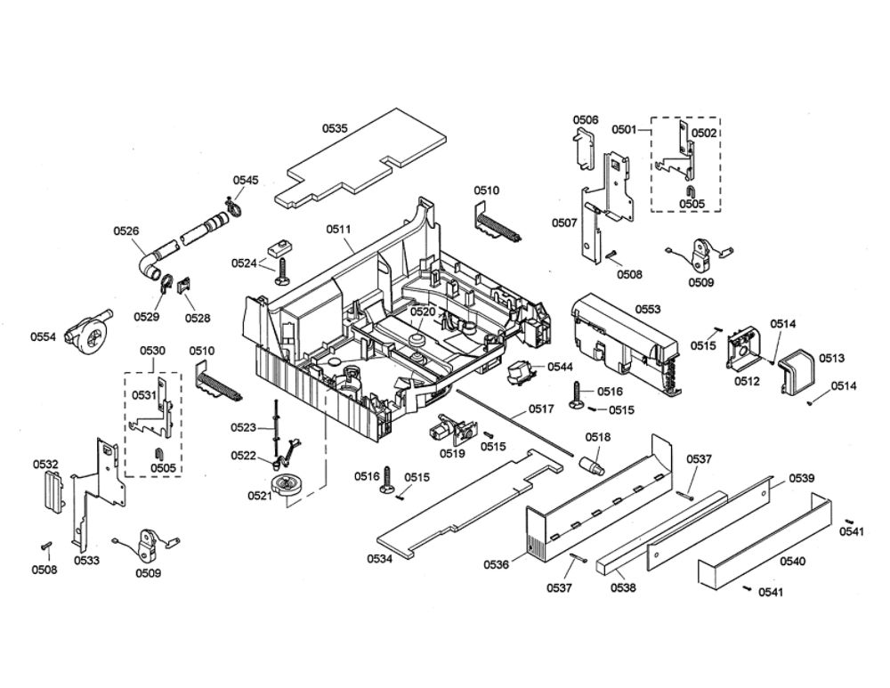 Base/Control Module Diagram and Parts List for SHE68M05UC 46 Bosch Dishwasher