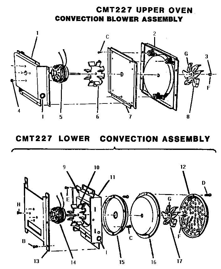 Convection Assemblies Diagram and Parts List for CMT227  Thermador Microwave