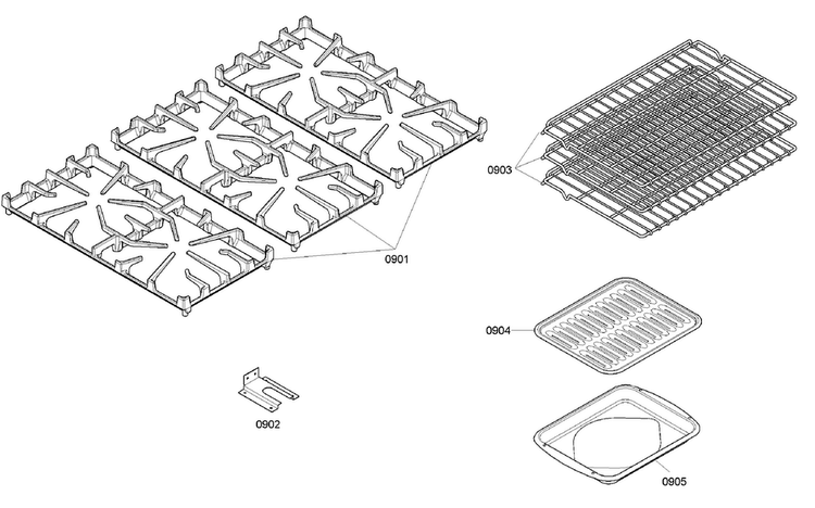 Grates/shelfs Diagram and Parts List for PRD366EHC 06 Thermador Range