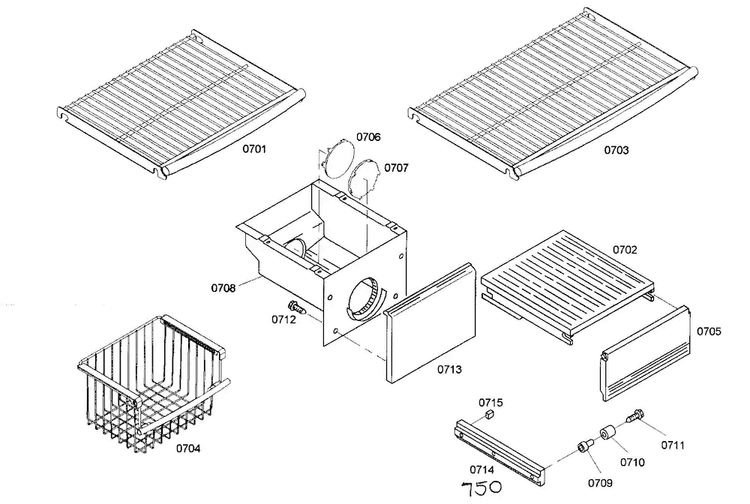 Shelf Assy 2 Diagram and Parts List for KBUIT4875E01  Thermador Refrigerator