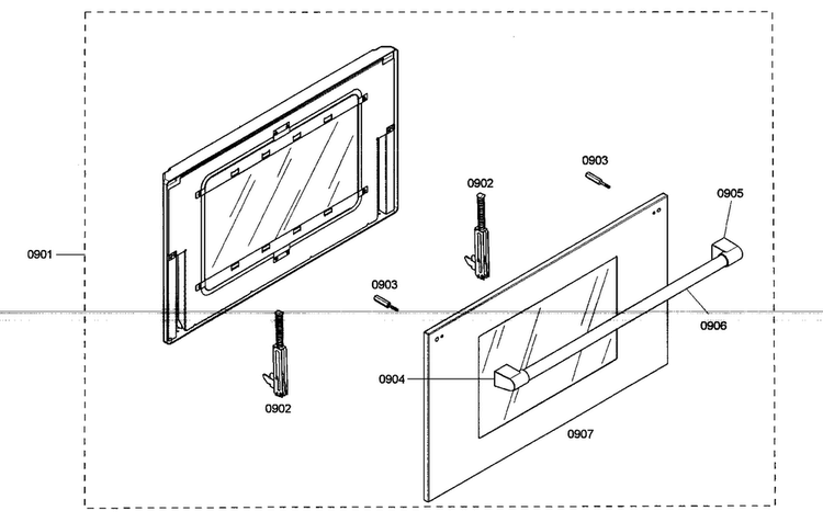 Door Assy Diagram and Parts List for PRD364ELHC02  Thermador Range