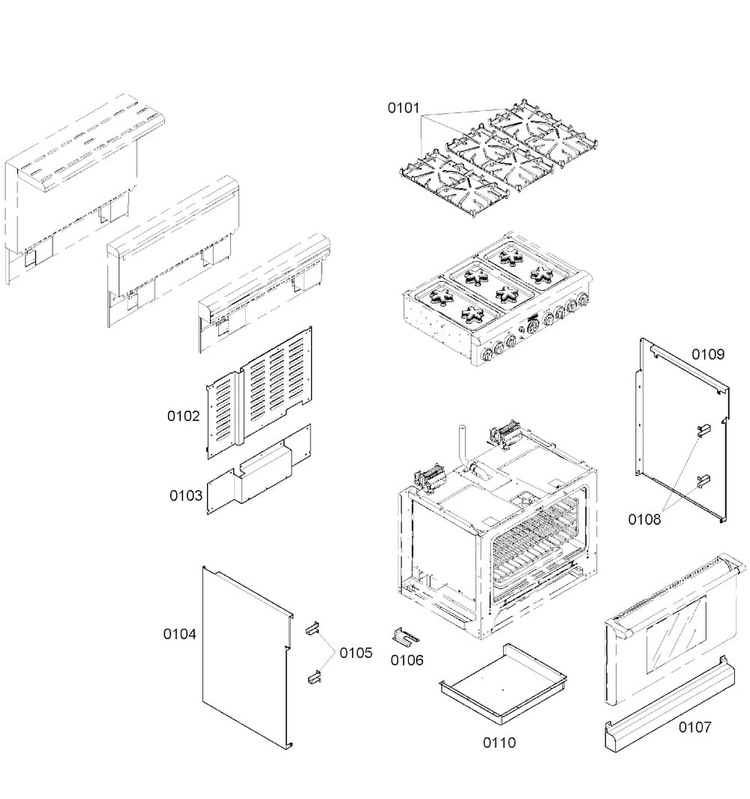Main Assy Diagram and Parts List for PD366BS 07 Thermador Range