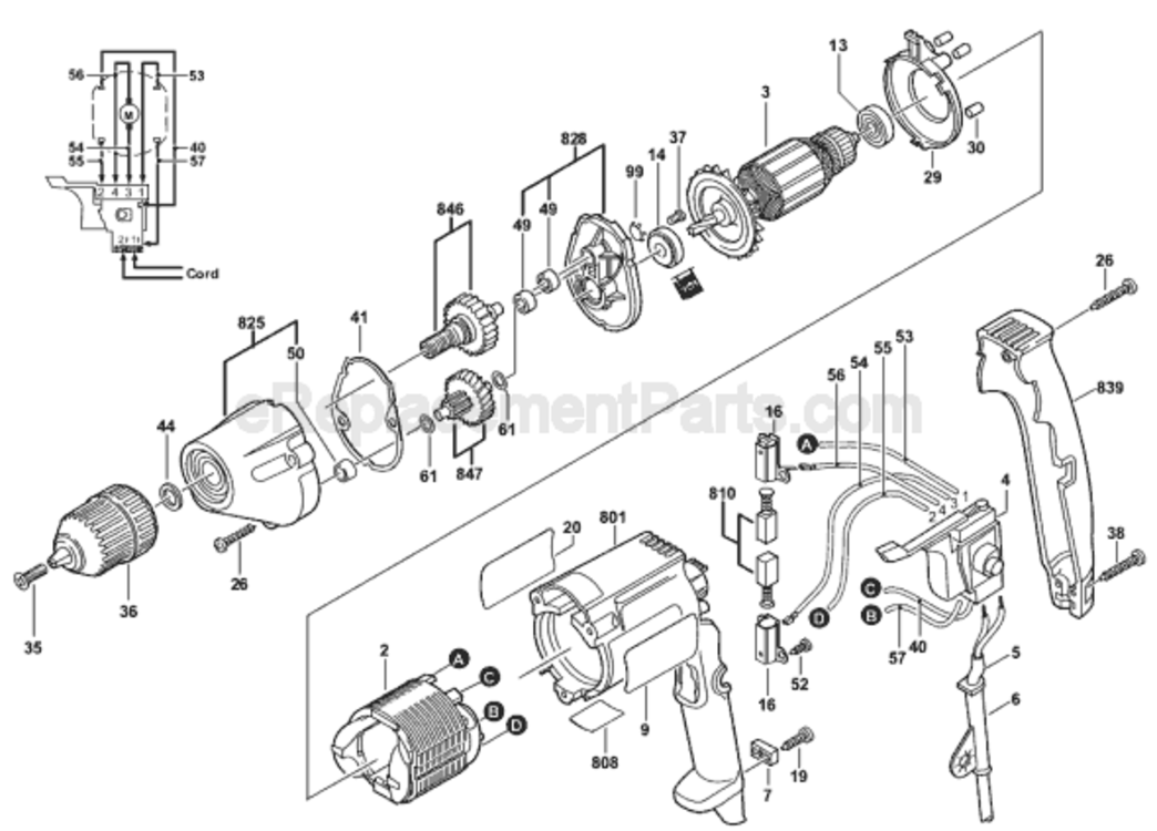 Page A Diagram and Parts List for 1027VSR 0601027734 Bosch Electric Drill
