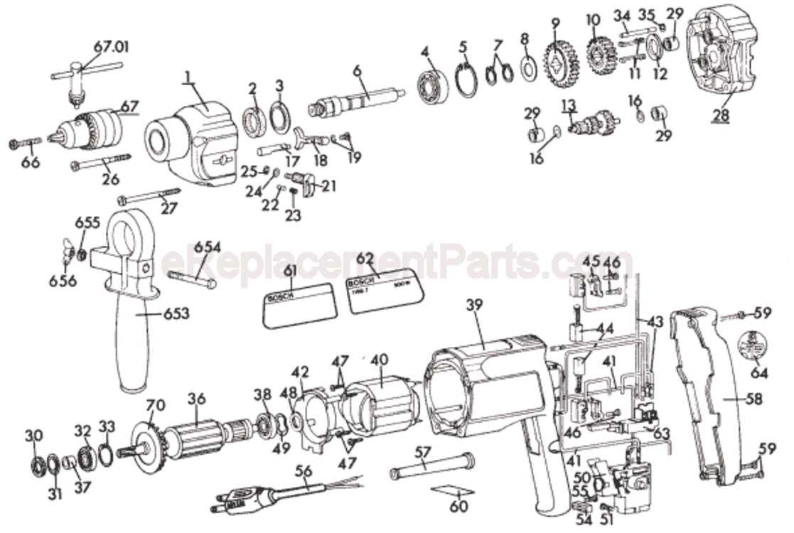 Page A Diagram and Parts List for 1159VSR 0601159734 Bosch Electric Drill