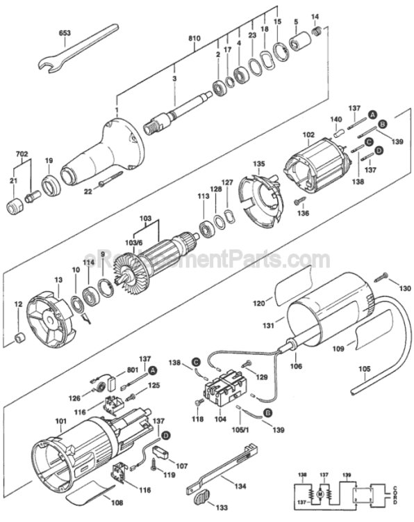 Page A Diagram and Parts List for 1215 0601215034 Bosch Angle Grinder