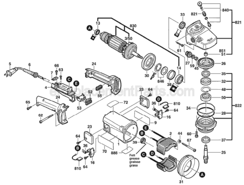 Page A Diagram and Parts List for 1365 0601365039 Bosch Chop Saw