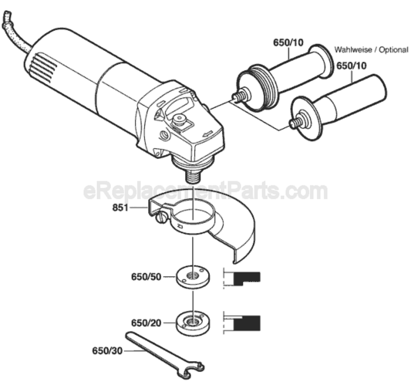 Page B Diagram and Parts List for 1375A 0601375039 Bosch Angle Grinder
