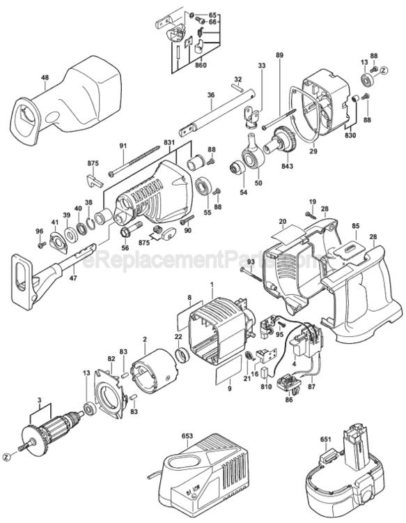 Page A Diagram and Parts List for 1645 0601645739 Bosch Reciprocating Saw
