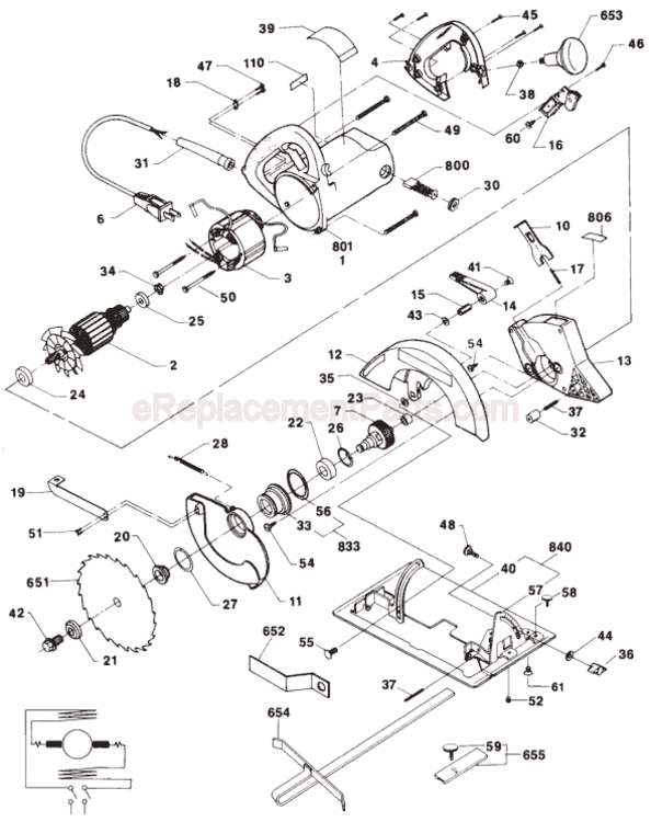 Page A Diagram and Parts List for 1654 0601654134 Bosch Circular Saw