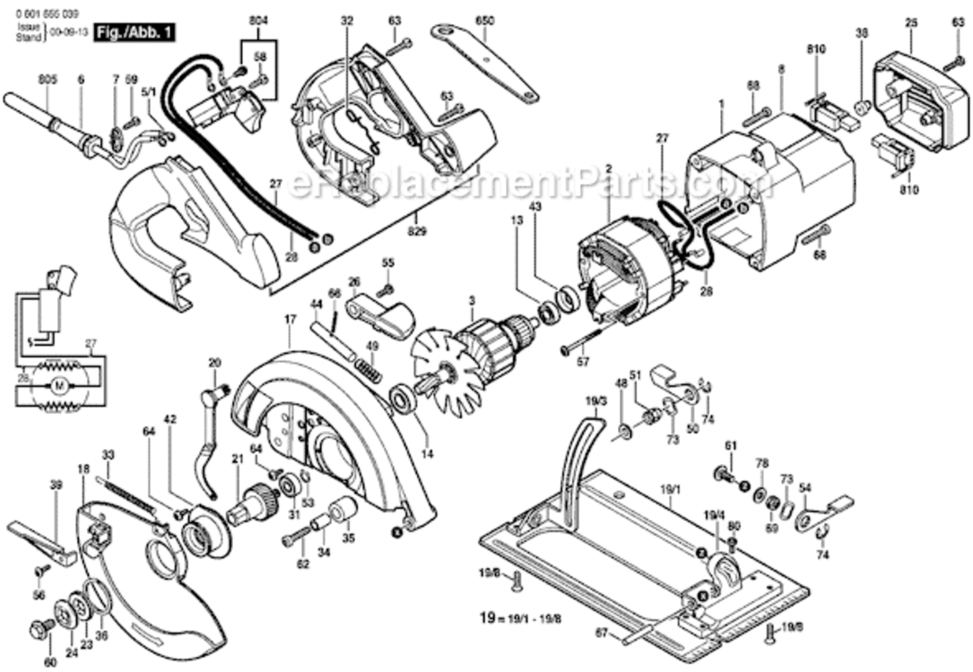 Page A Diagram and Parts List for B5600 0601655035 Bosch Circular Saw