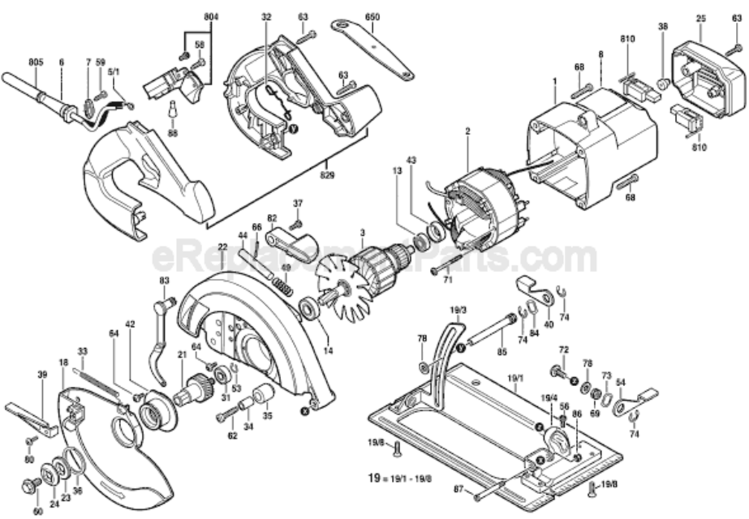 Page A Diagram and Parts List for B5678 0601657035 Bosch Circular Saw