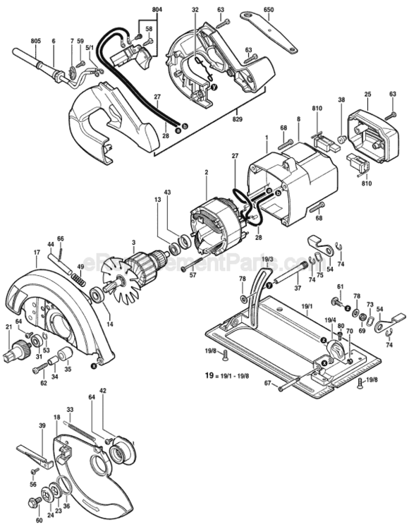 Page A Diagram and Parts List for 1658 0601658039 Bosch Circular Saw