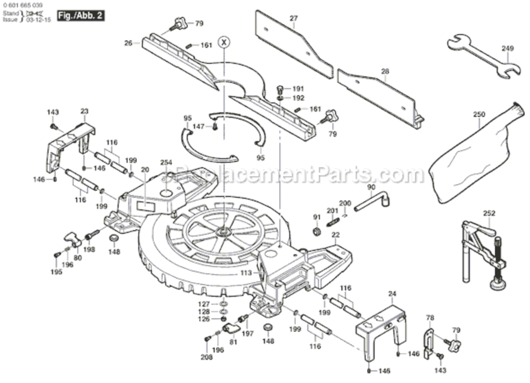 Page B Diagram and Parts List for 4412 0601665039 Bosch Miter Saw