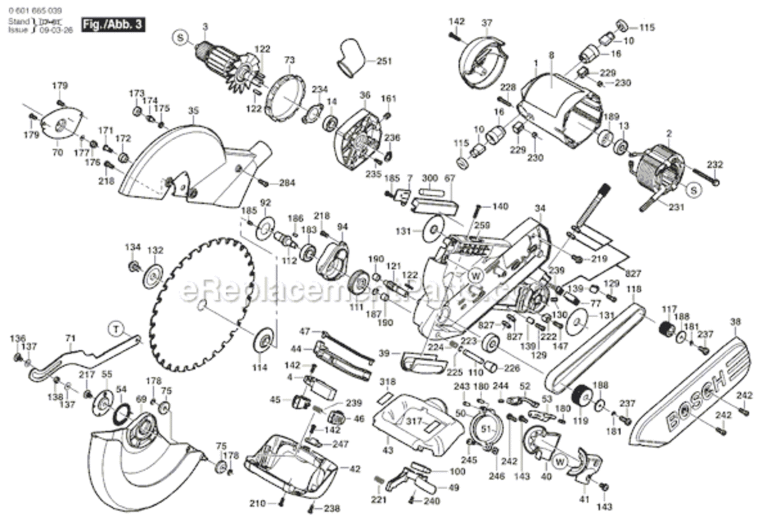 Page C Diagram and Parts List for 4412 0601665039 Bosch Miter Saw