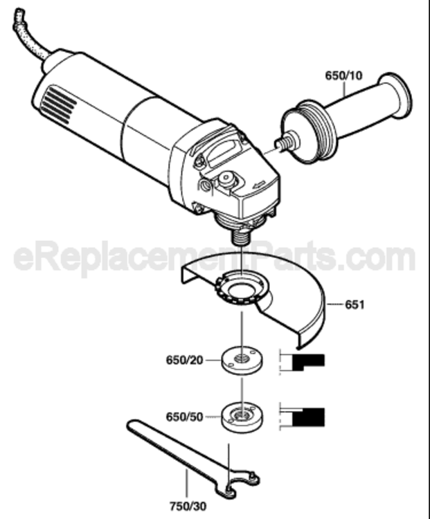Page B Diagram and Parts List for 1701 0601701239 Bosch Angle Grinder