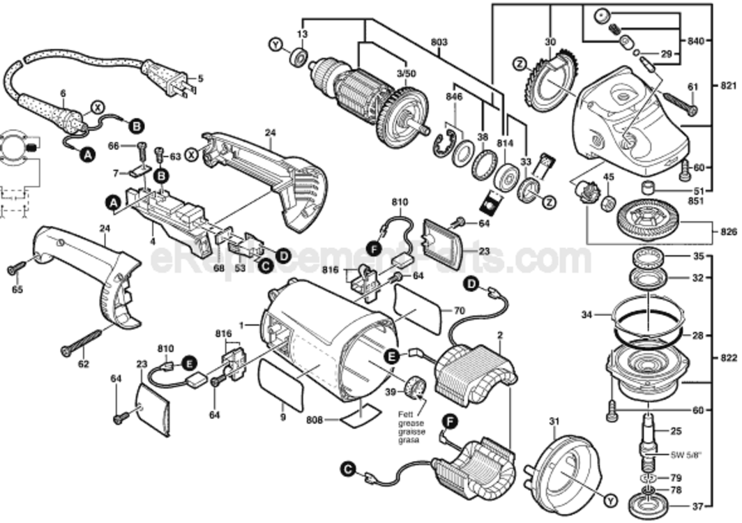 Page A Diagram and Parts List for 1752G 0601752060 Bosch Angle Grinder