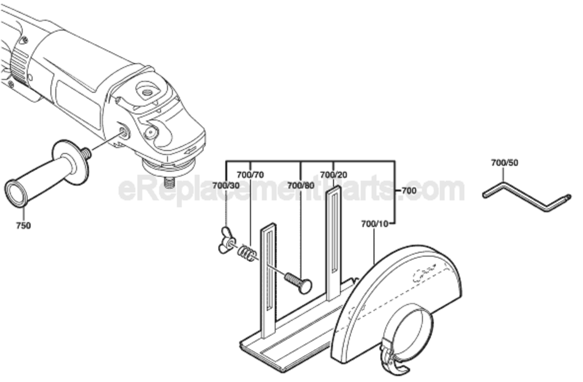 Page B Diagram and Parts List for 1754 0601754039 Bosch Angle Grinder