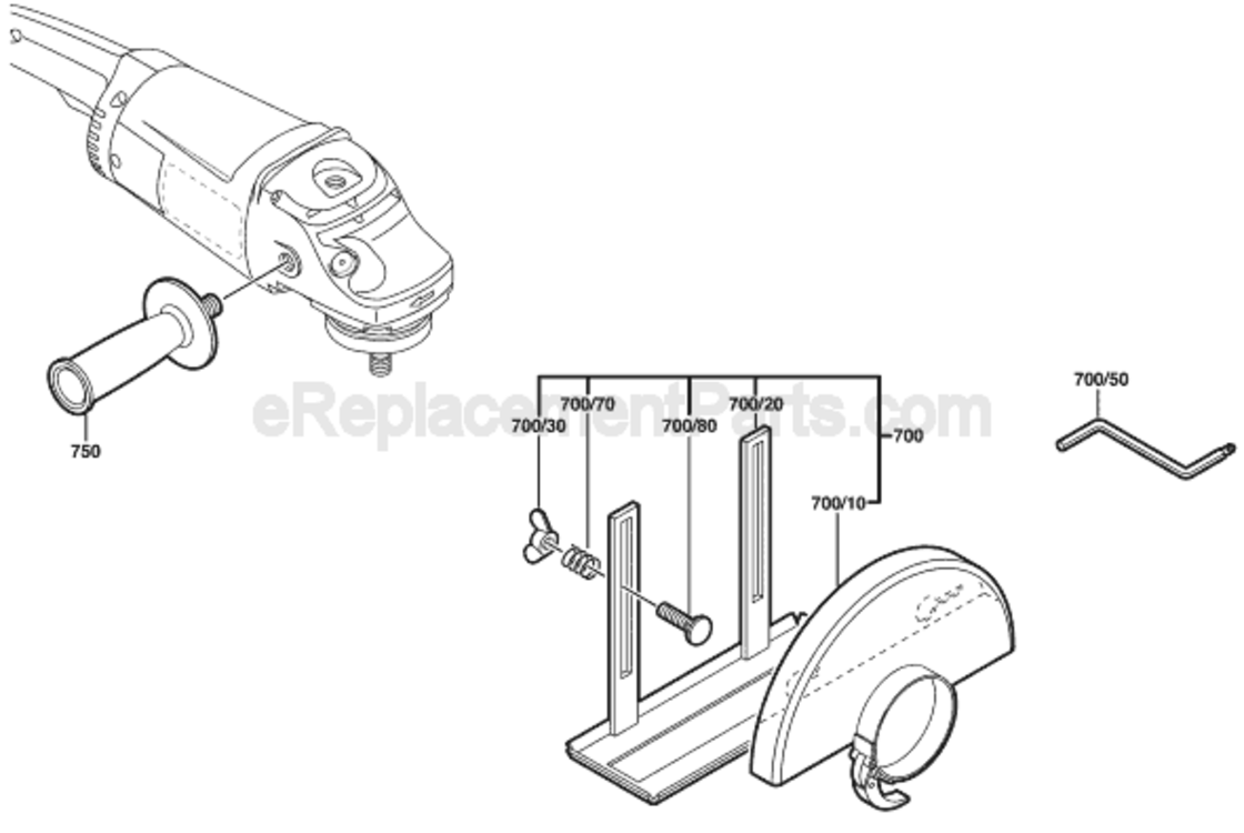 Page B Diagram and Parts List for 1757 0601757039 Bosch Angle Grinder