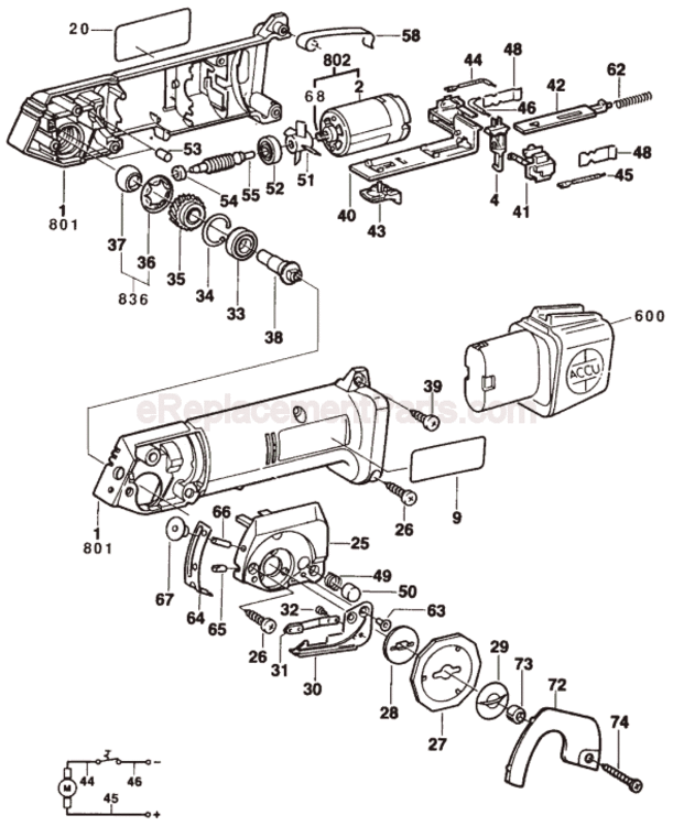 Page A Diagram and Parts List for 1925B 0601925065 Bosch Nibbler & Shears