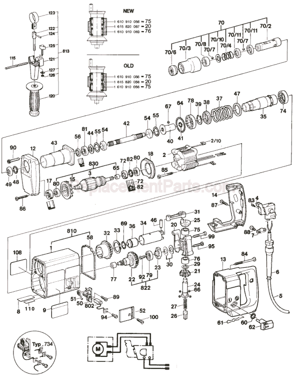 Page A Diagram and Parts List for 11211VS 0611211734 Bosch Demolition Hammer