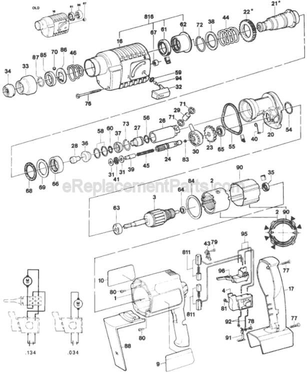 Page A Diagram and Parts List for 11213 0611213034 Bosch Demolition Hammer
