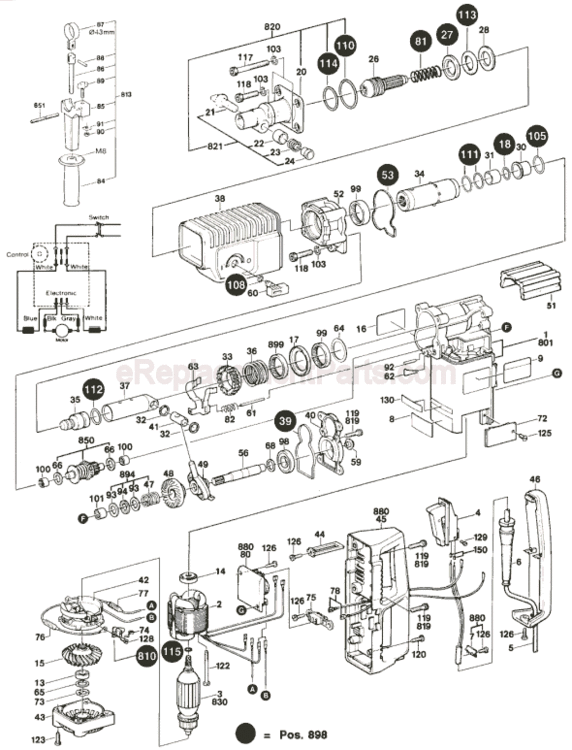 Page A Diagram and Parts List for 11214VS 0611214734 Bosch Demolition Hammer