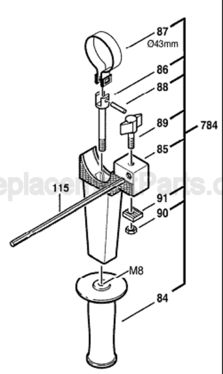Page B Diagram and Parts List for 11220EVS 0611220739 Bosch Hammer Drill