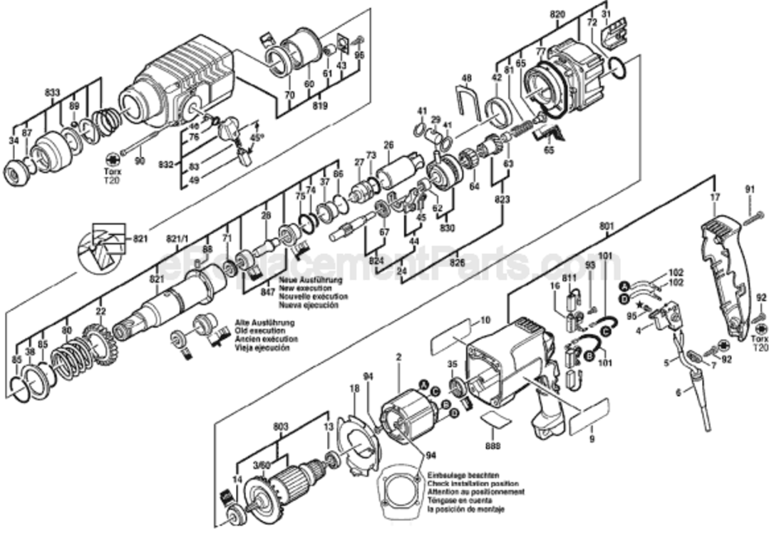 Page A Diagram and Parts List for 11226VS 0611226539 Bosch Hammer Drill