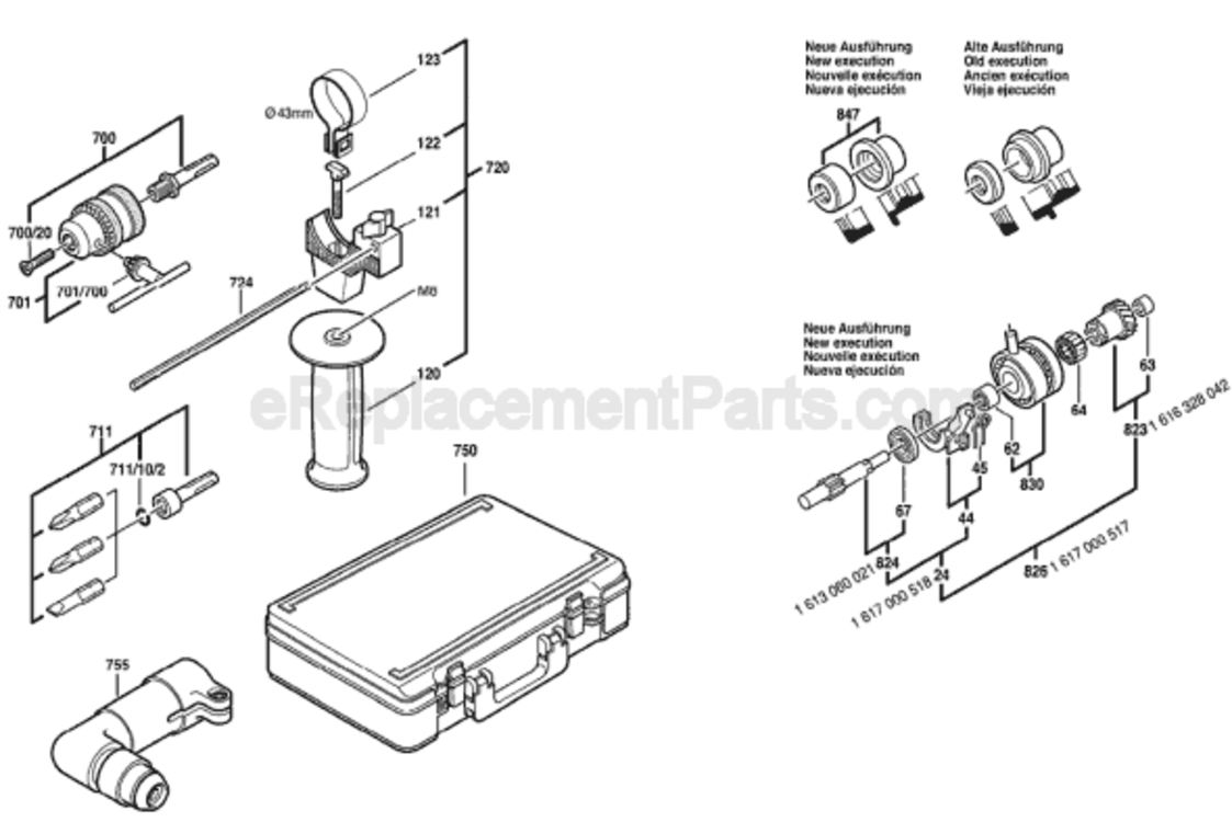 Page B Diagram and Parts List for GBH2SE 0611226639 Bosch Hammer Drill