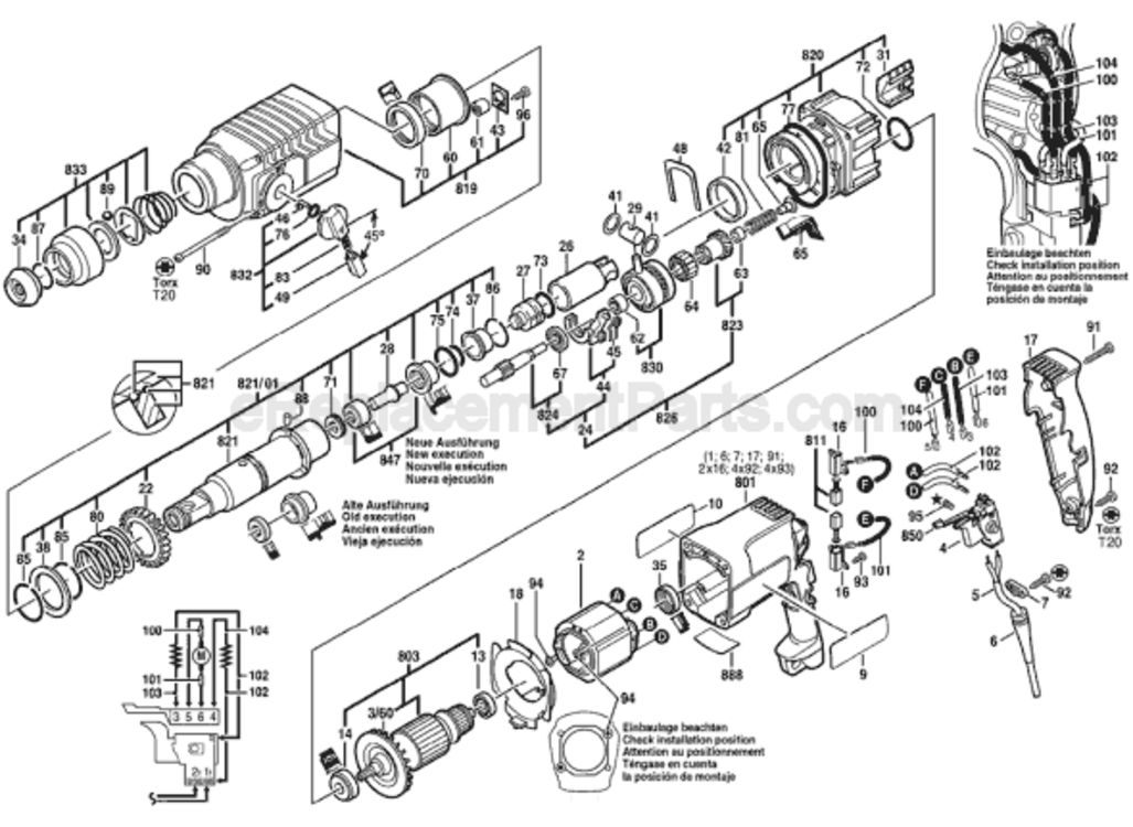Page A Diagram and Parts List for GBH2SR 0611226739 Bosch Hammer Drill