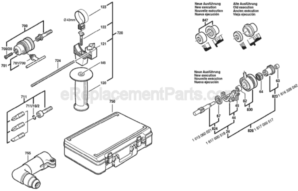 Page B Diagram and Parts List for GBH2SR 0611226739 Bosch Hammer Drill