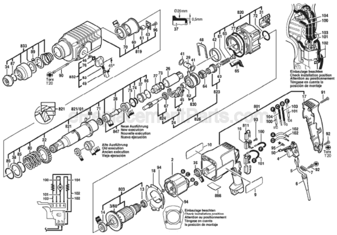Page A Diagram and Parts List for GBH2SR 0611226839 Bosch Hammer Drill