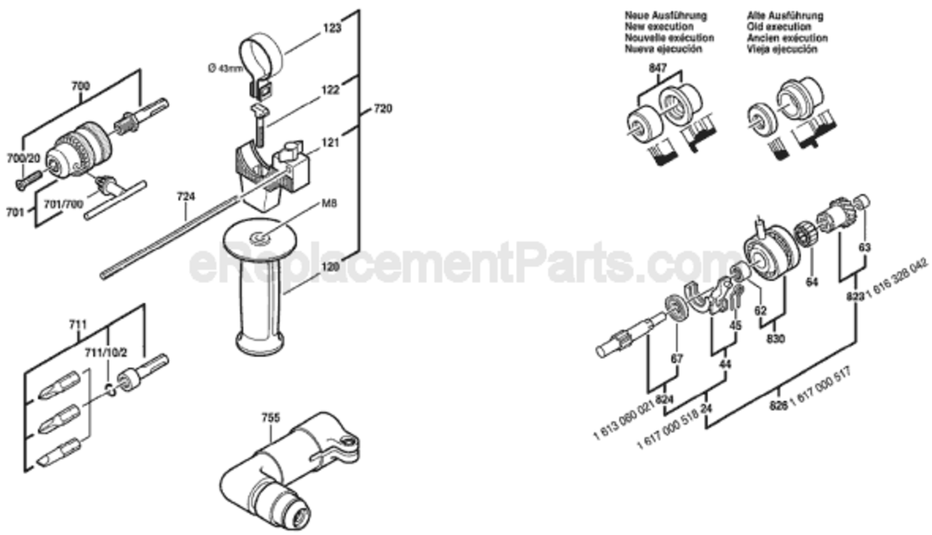 Page B Diagram and Parts List for 11228VS 0611228639 Bosch Hammer Drill