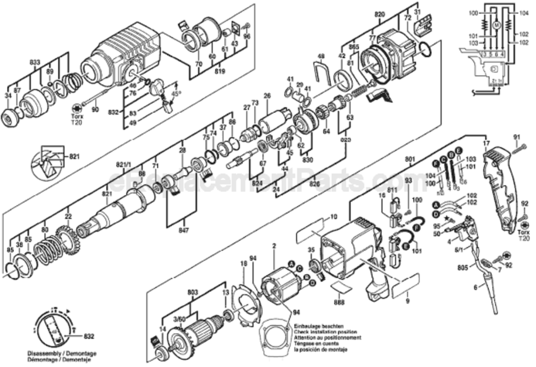 Page A Diagram and Parts List for 11228VSR 0611228739 Bosch Hammer Drill